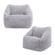 Kids Teddy Bear Armchair Bean Bag Grey Childrens Bean Bags Set of 2