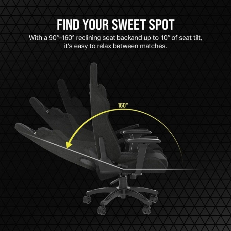 image 1 of Corsair TC100 Relaxed Gaming Chair - Grey & Black