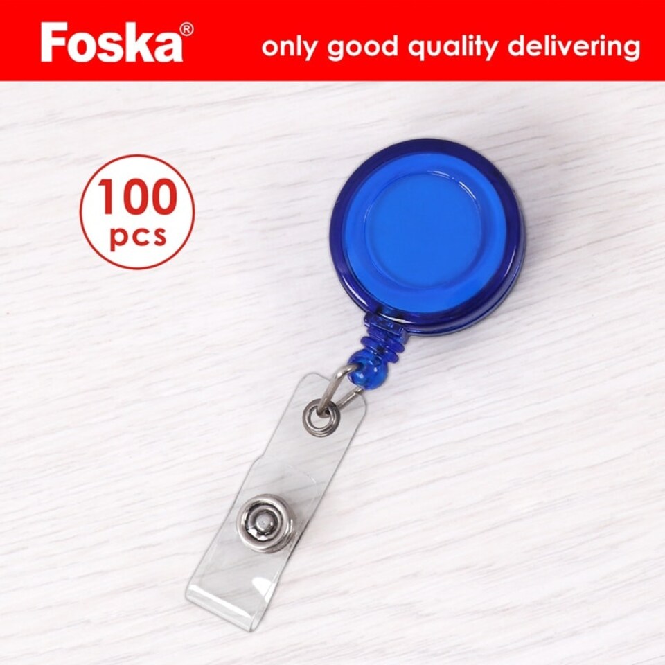 image 1 of Box of 100 Blue Pull Reel for Name Badge Holder