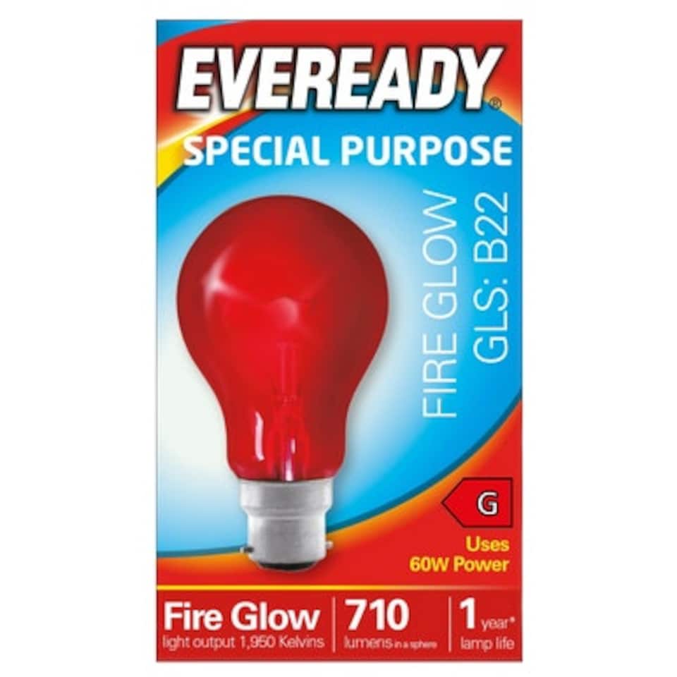 image 1 of Eveready B22 Fireglow Red Bulb 710lm 60W 1950k - Pack of 1