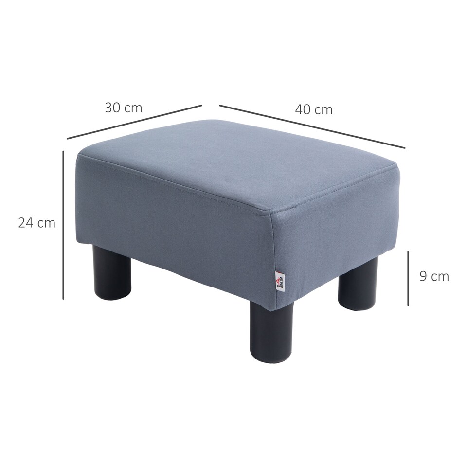 image 1 of HOMCOM Microfiber Cloth Footstool, Small Foot Rest, Rectangle Sofa Stool for Bedroom Living Room, Grey
