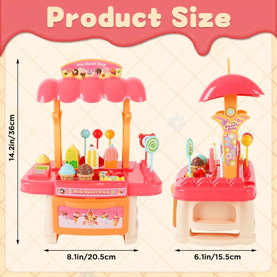 image 1 of Mini Sweet Shop Toy Set with 17 Colourful Dessert Pieces for Imaginative Play