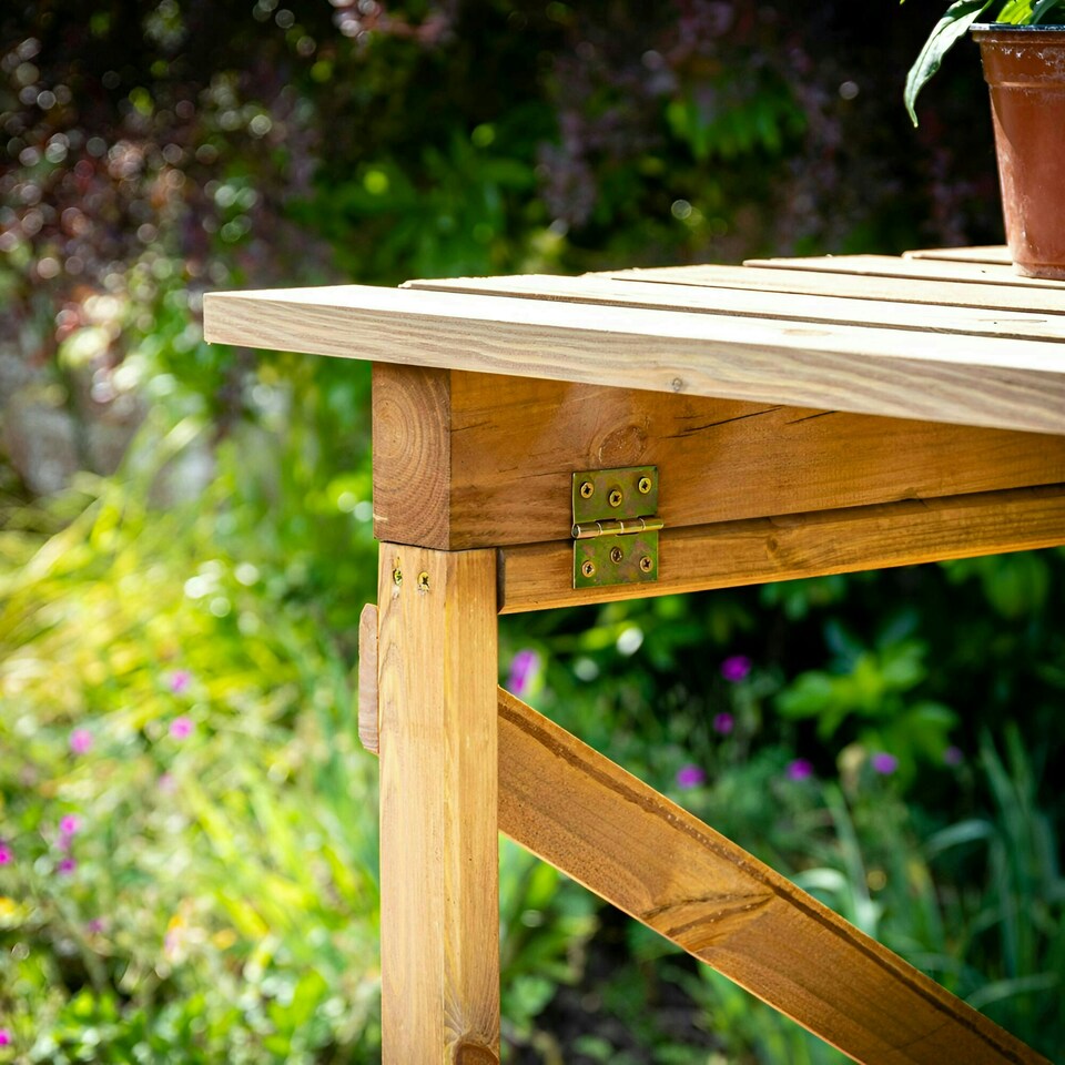 image 1 of Lacewing Wooden 2 Tier Greenhouse Staging Shelving Bench Collapsible 122cm