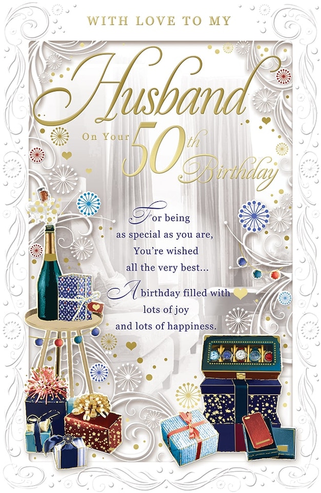 image 1 of With Love to My Husband On Your 50th Birthday Opacity Card
