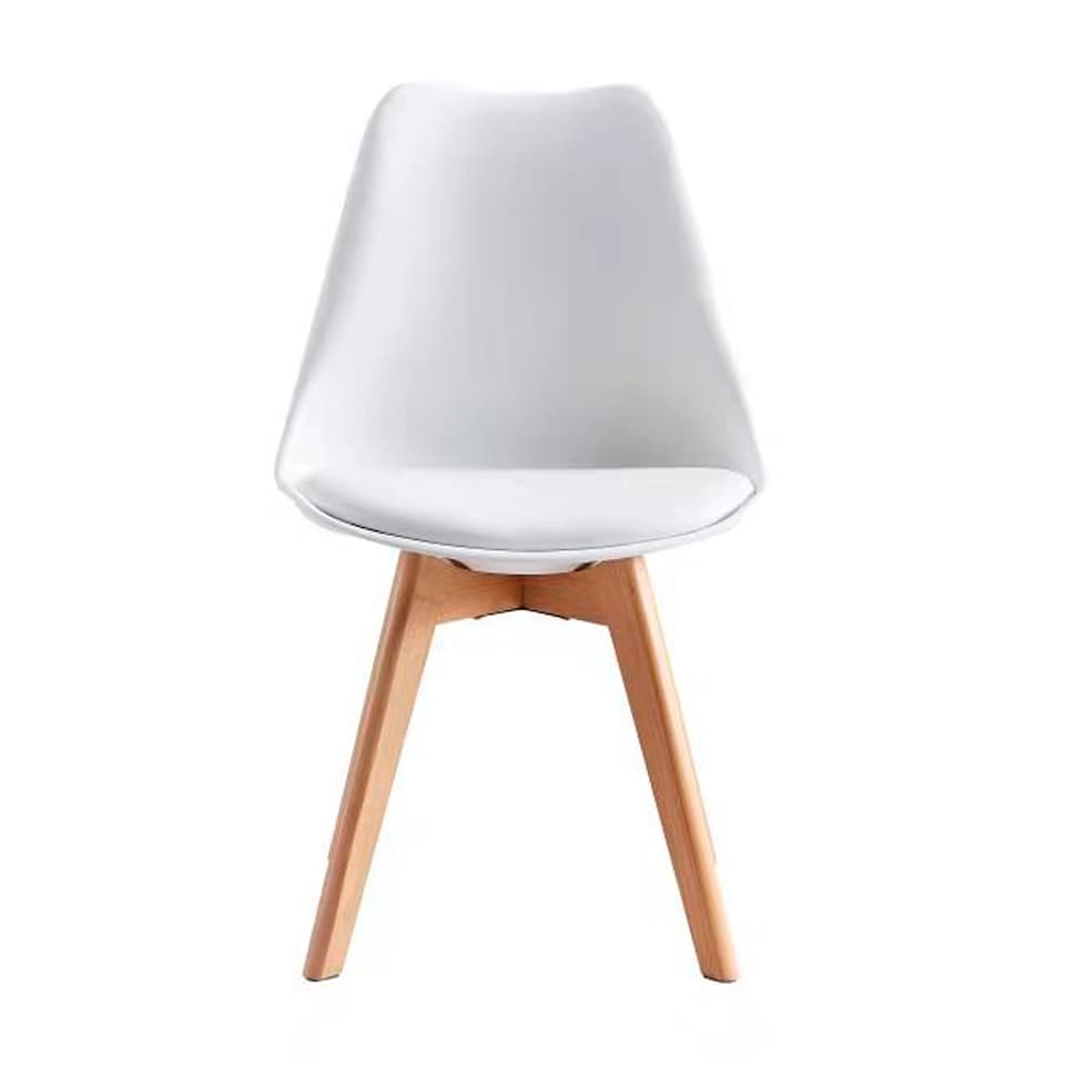 image 1 of Set of 4 Dining Chairs with Solid Wooden Legs and Seat Cushion Pads in White - Eva by MCC