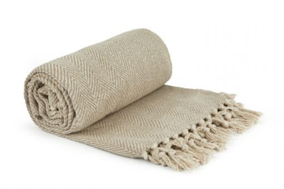 image 1 of Hartley Collection Recycled Cotton Throw in Natural (70" x 100") | Brown | Natural