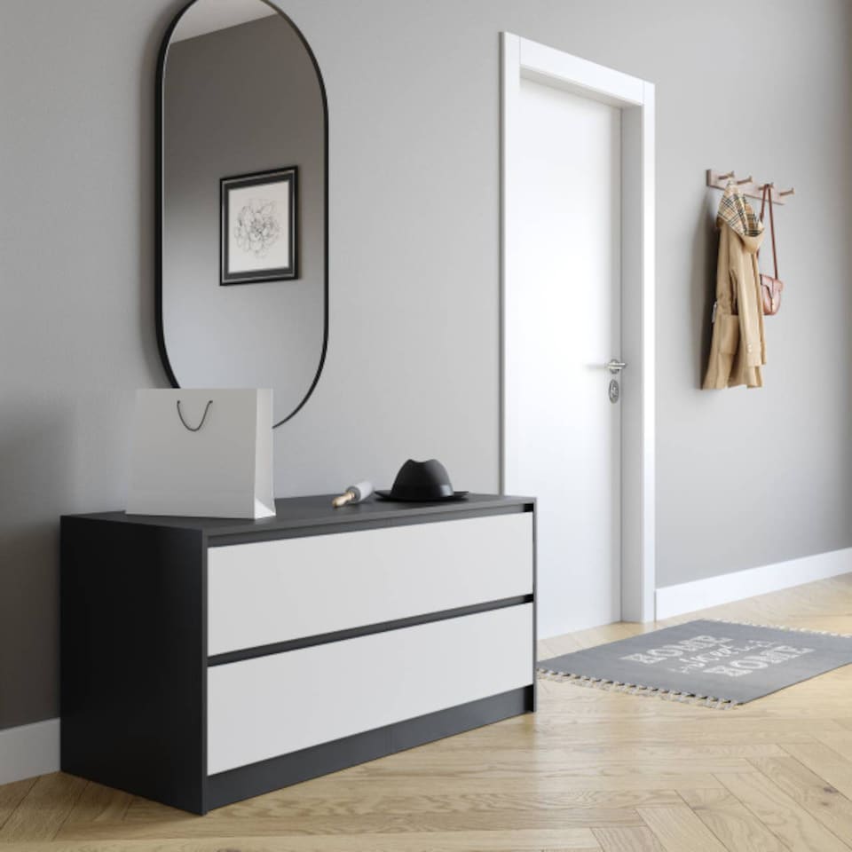 image 1 of URBNLIVING 4 Drawer Wide Chest Of Drawers Bedroom Storage Unit | Multi | Black Carcass + White Drawers