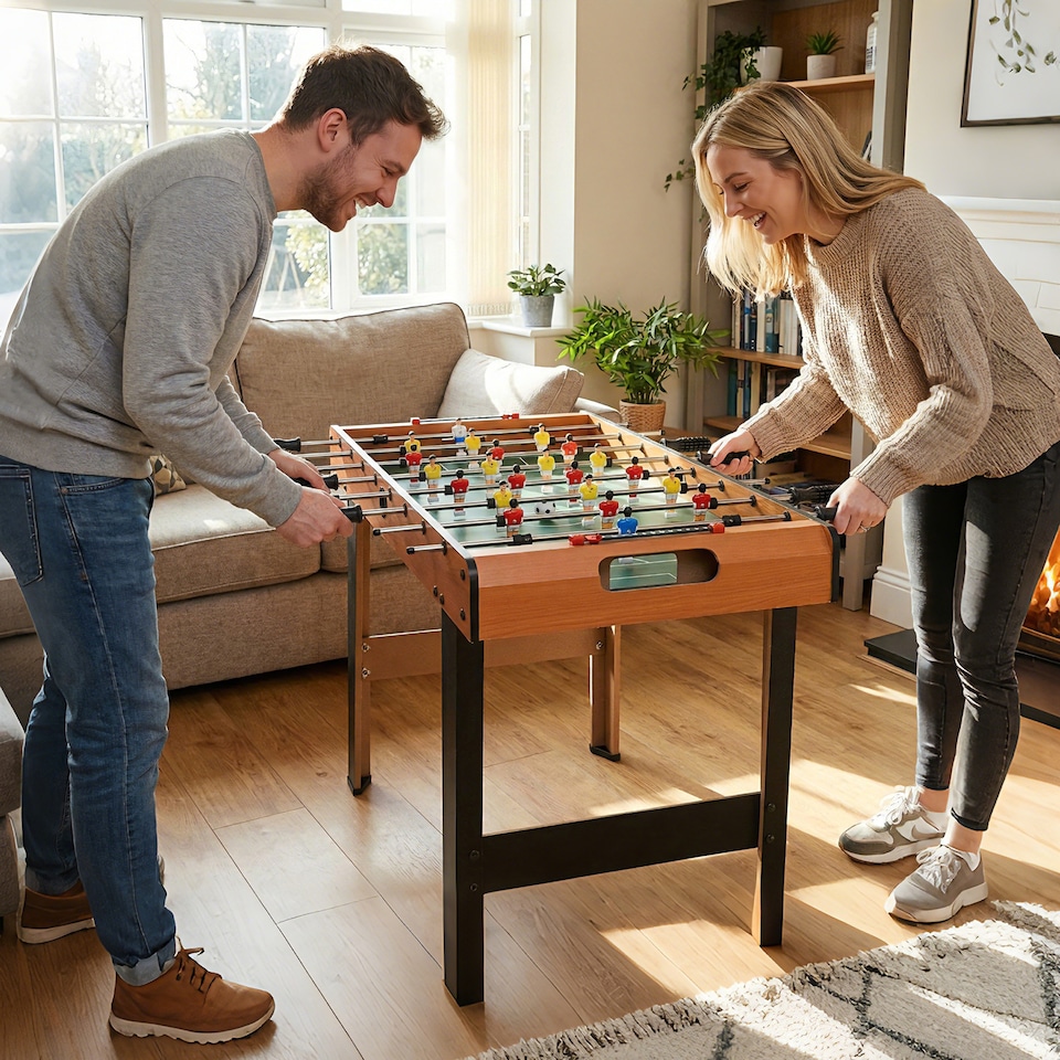 image 1 of HOMCOM Wooden Soccer Football Table 84.5cm Arcades Game Room Bar, 2 Foosballs