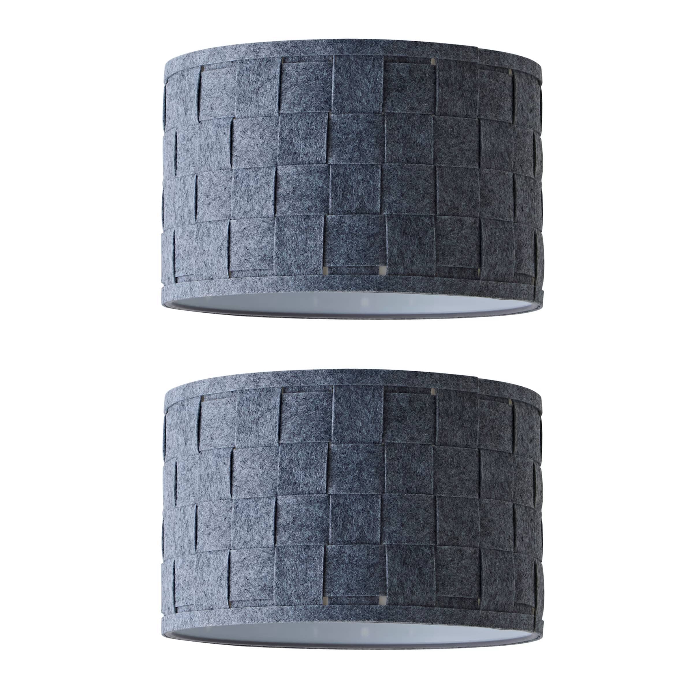 ValueLights Monza Pair of Grey Ceiling Pendant Shades