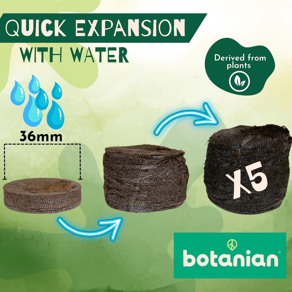 image 1 of Jiffy Botanian 36 Peat Free Coir Seed Pellets 36mm Biodegradable Plant Starter Plugs for Seeds Cuttings Herbs Flowers Veg