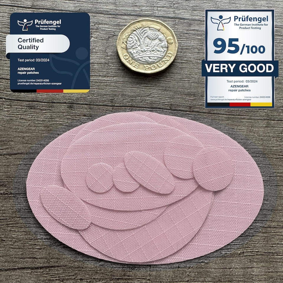 image 1 of aZengear Self-Adhesive Repair Patches for Jackets, Tent, Shoe, Gear - Waterproof, Tear-Cold-Resistant (11 Pieces, Dusty Rose)
