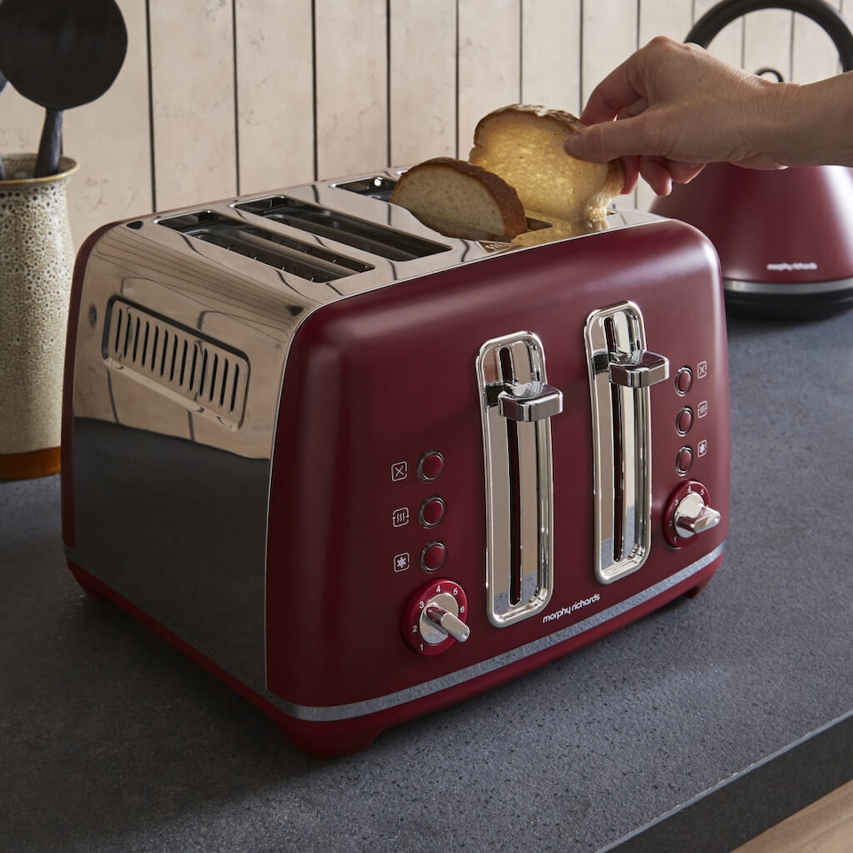 image 1 of Morphy Richards Limited Edition Accents Rhubarb Kettle & Toaster Set