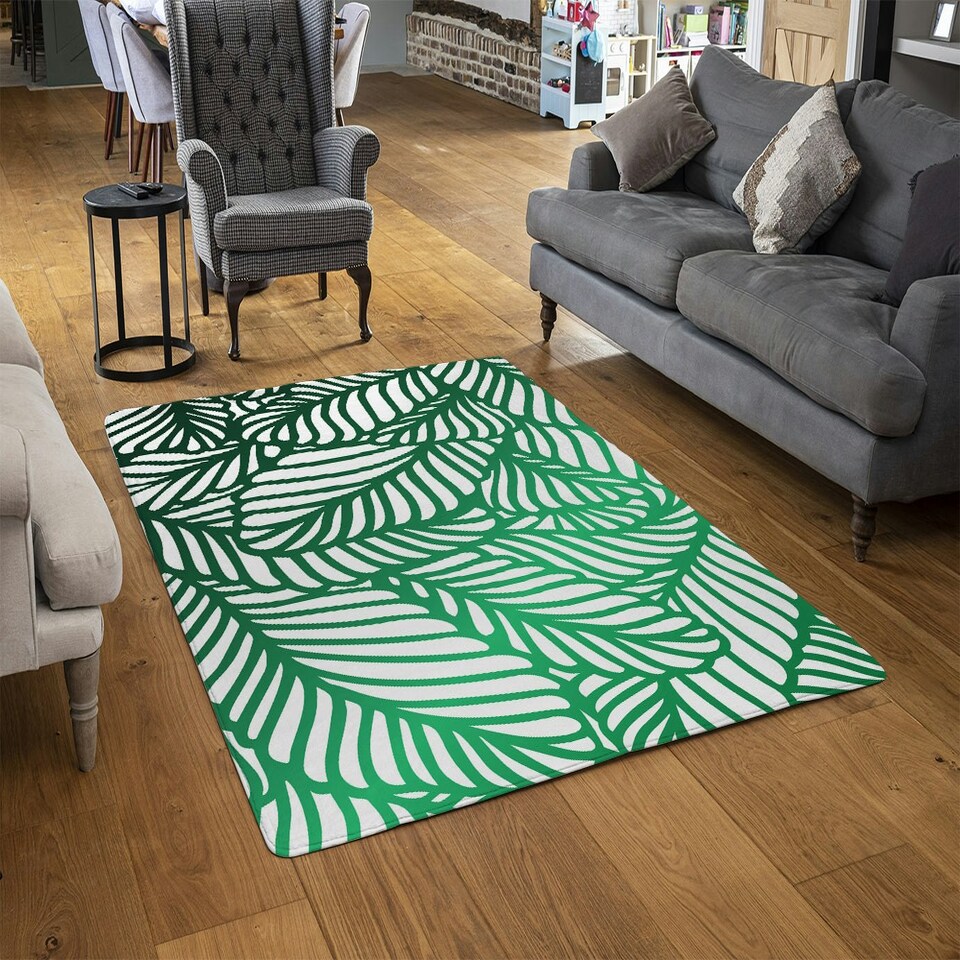 image 1 of Green Biophilic design with natural analogues texture (Rug) Green | XL