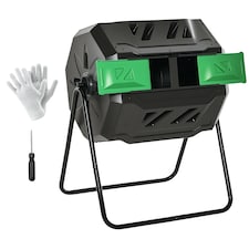 Outsunny 160L Outdoor Tumbling Compost Bin with Dual Chamber, Black