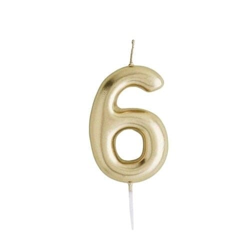 Metallic Gold Number 6 Shaped Candle