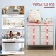 image 7 of HOMCOM 6 Drawer Chest of Drawers w/ Wooden Top Kid Room Closet Hallway Pink
