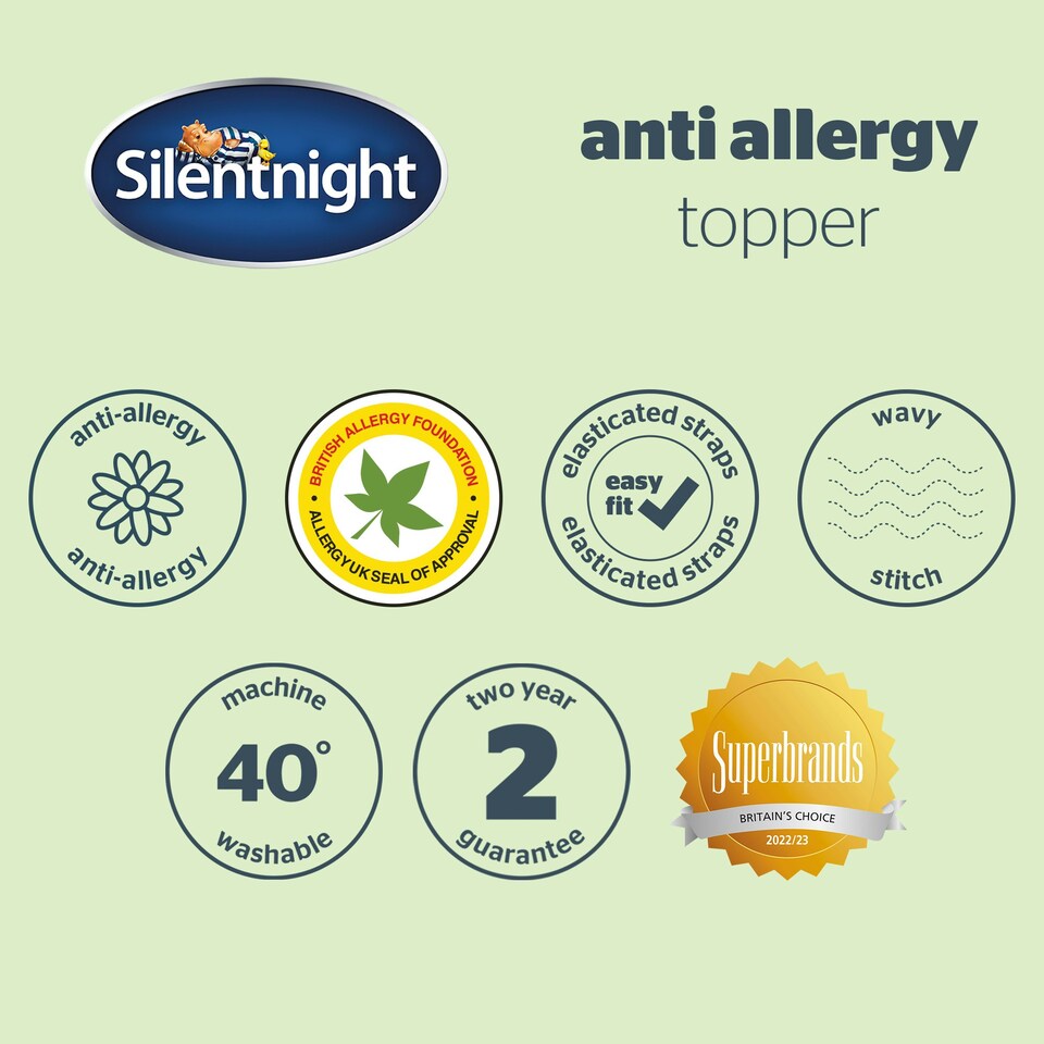 image 1 of Silentnight Luxury Anti Allergy Mattress Topper White | King