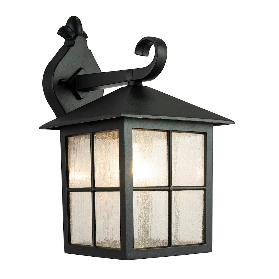 image 1 of Classic Matte Black Die-Cast Aluminium Metal Exterior Lantern Wall Light Fitting