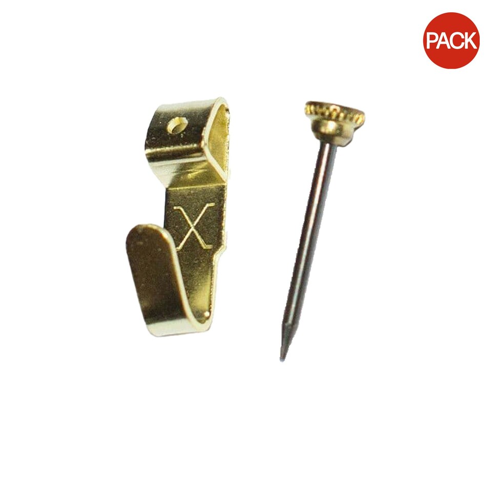 X Original Patent Steel Picture No. 2 Hooks (Pack Of 4) - Brass - One Size