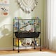 image 2 of PawHut Hamster Cage, 3 Tier Gerbil Cage on Wheels with Storage Shelf