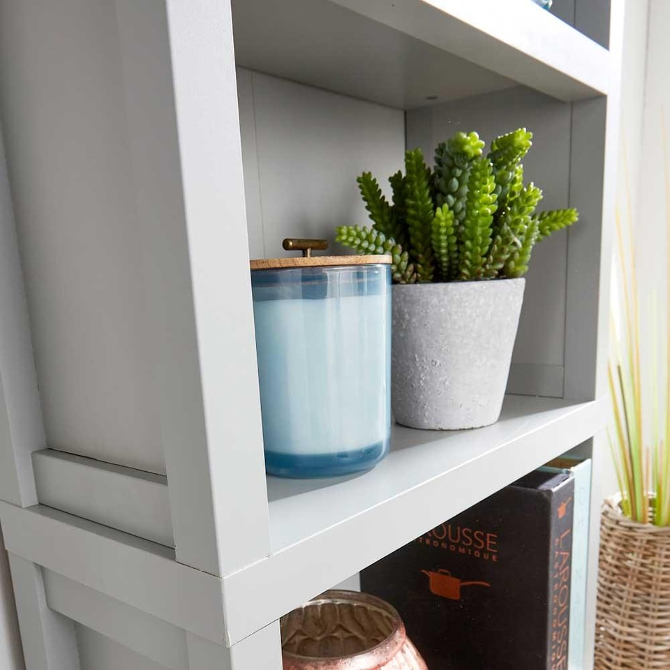 image 1 of Grey Oak Tall Bookcase Display Unit 5 Bookshelves DVD Storage Two Tone