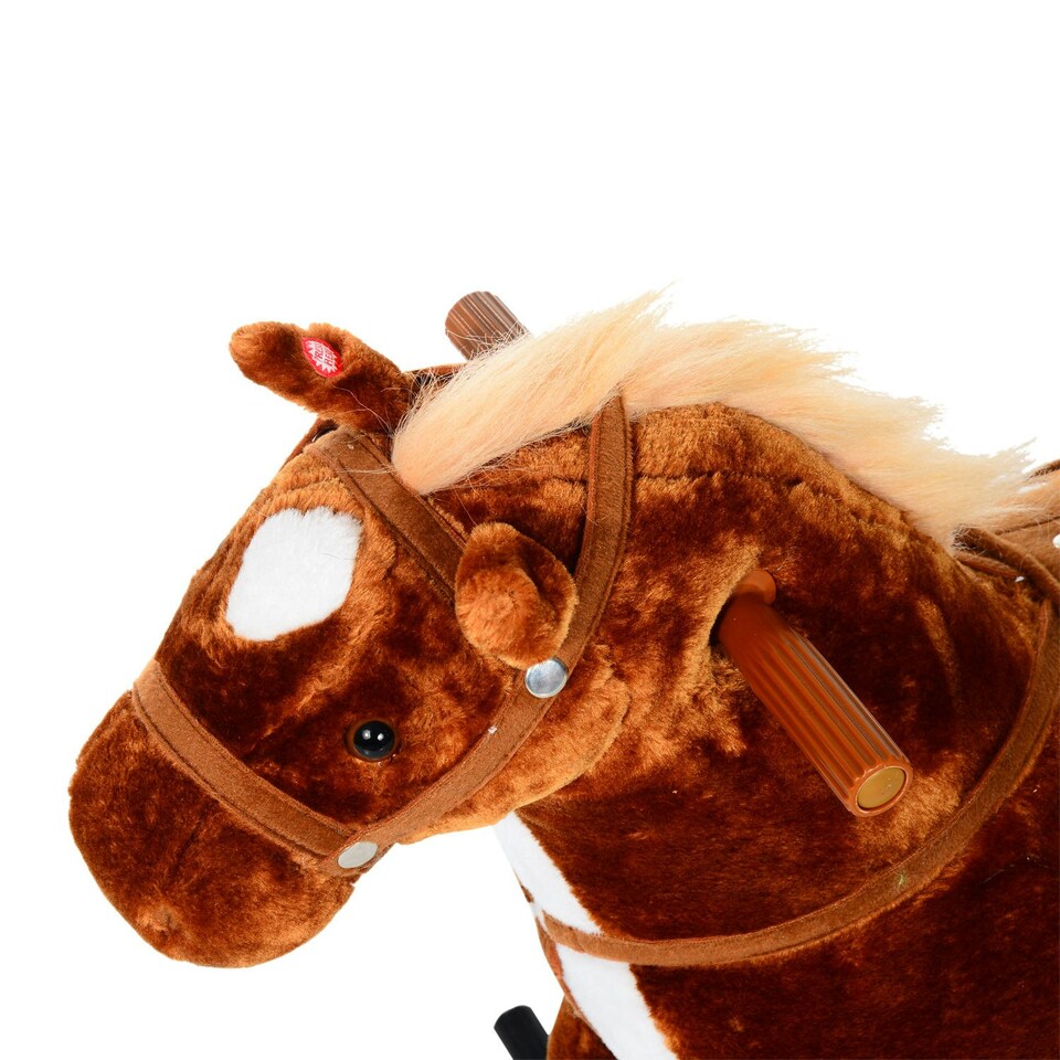 image 1 of HOMCOM Kids Walking Ride on Horse Toy Plush Walk Pony with Wheels Sound