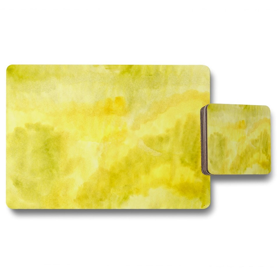 Yellow Watercolour Placemat & Coaster Set