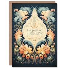 Elegant Floral Filigree Lily Flower Her Birthday Card