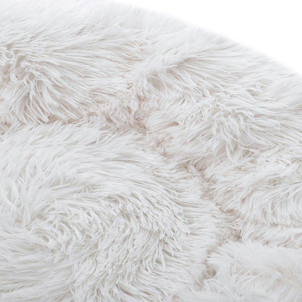 image 1 of Living and Home 60cm Round Donut Plush Dog Cuddler Bed, White White | M