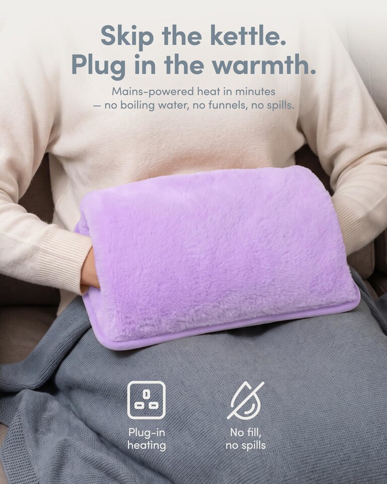 image 1 of Keplin Rechargeable Electric Hot Water Bottle Flannel Cover Auto Shut Off