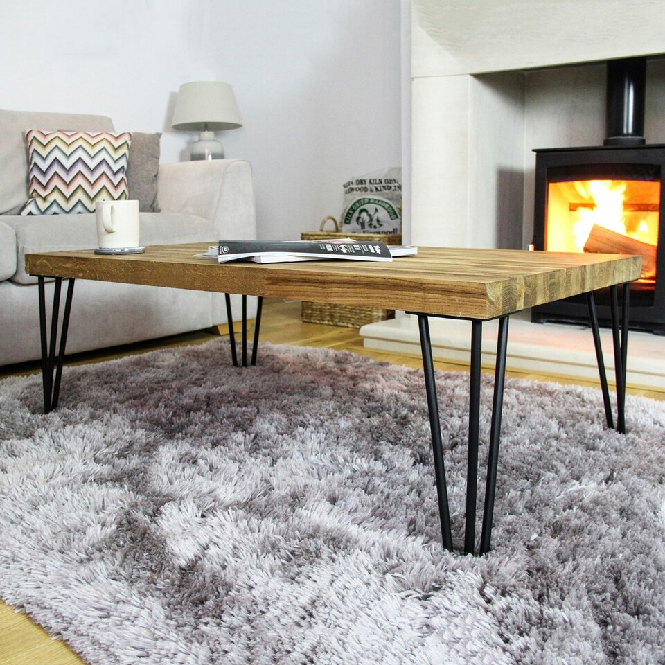 image 1 of 4 x 12" Hairpin Legs - 3 Prong - 10mm - Black Black