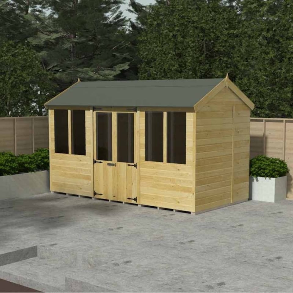 image 1 of 8ft x 8ft Apex Summer House - Wood - L243 x W231 x H217 cm Brown