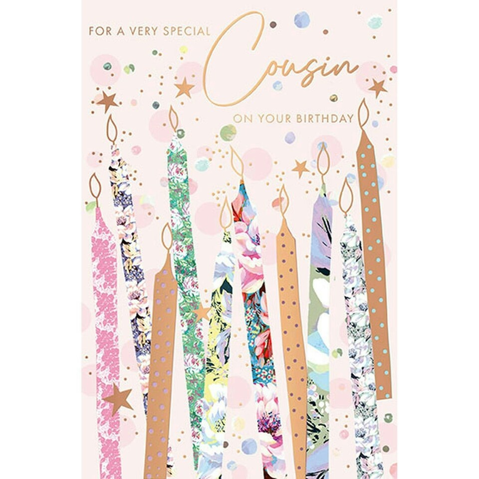 Words 'n' Wishes Traditional Cousin Birthday Card for a Female, Cousin Birthday Card for her, Multi-coloured 20.3 x 13.4 cms