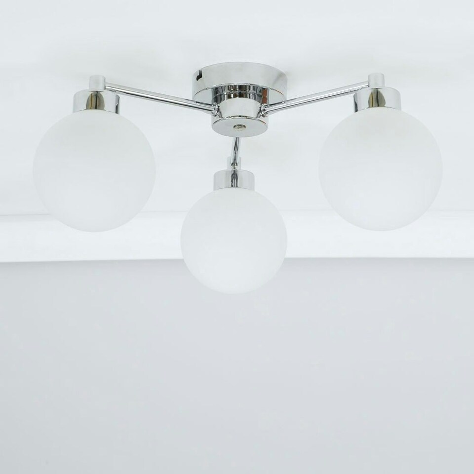 image 1 of ValueLights Jonah Polished Chrome 3 Arm Globe Ball Shade Flush Ceiling Light