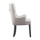 image 9 of Single Velvet Dining Chair with Armrest, Ergonomic Scoop Knockerback & Button Tufted Wood Legs Grey | Dark Grey