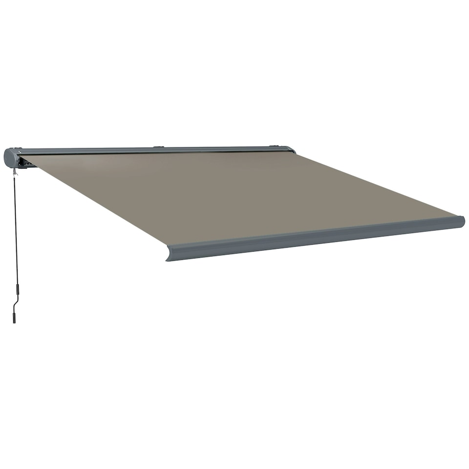 image 1 of Outsunny 4x3(m) Full Cassette Electric Awning, Aluminium Frame Grey | Dark Grey