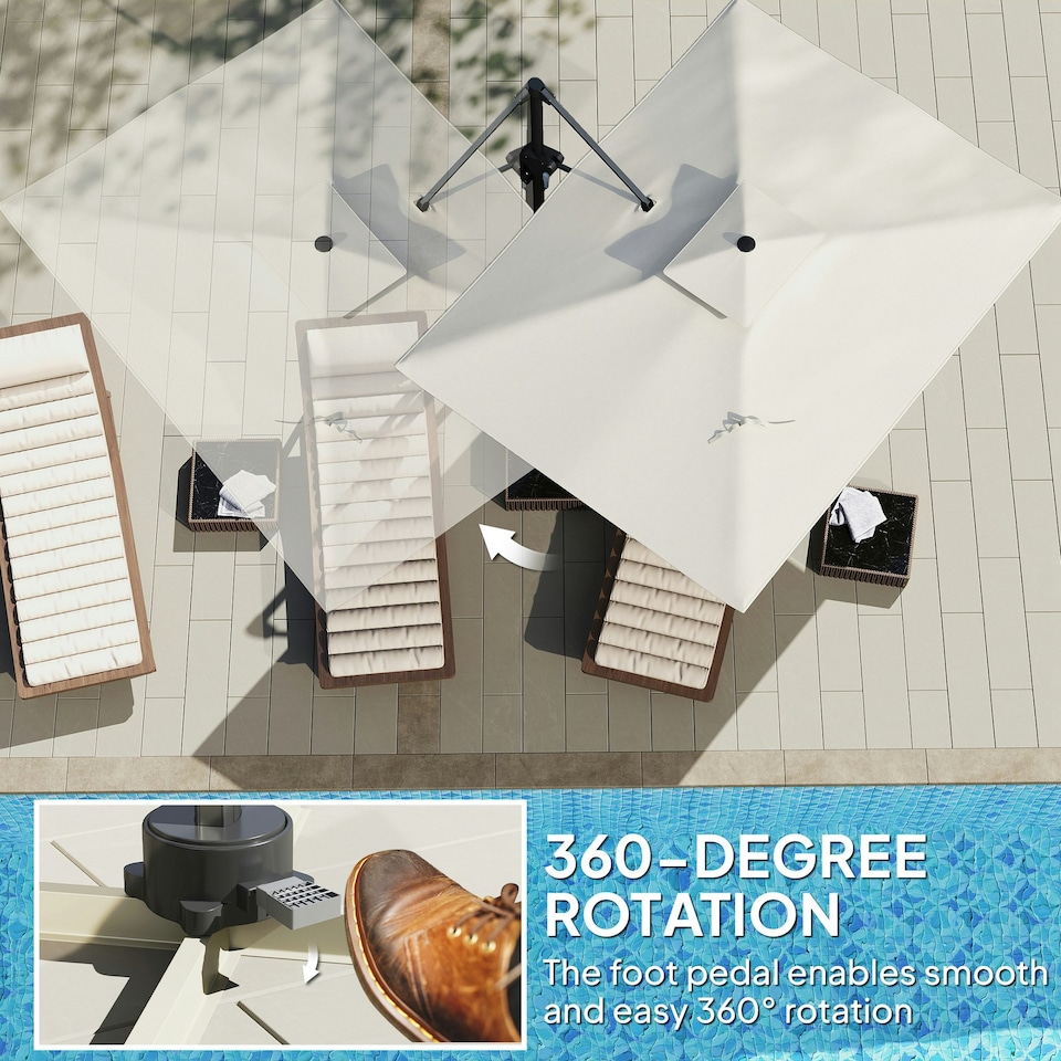 image 1 of Outsunny 3.7 x 2.7 m Cantilever Parasol w/ 360° Rotation, Black