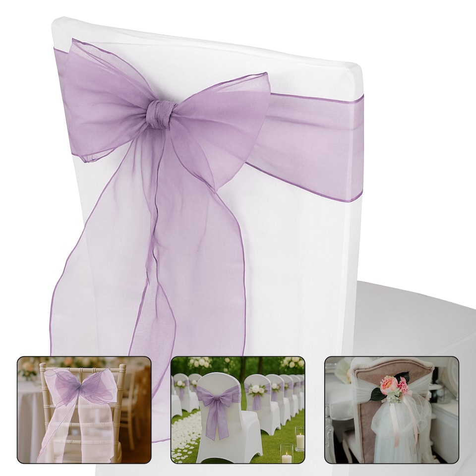 image 1 of 17 x 280cm Organza Chair Sashes, Sheer Sash Ties - 1pc