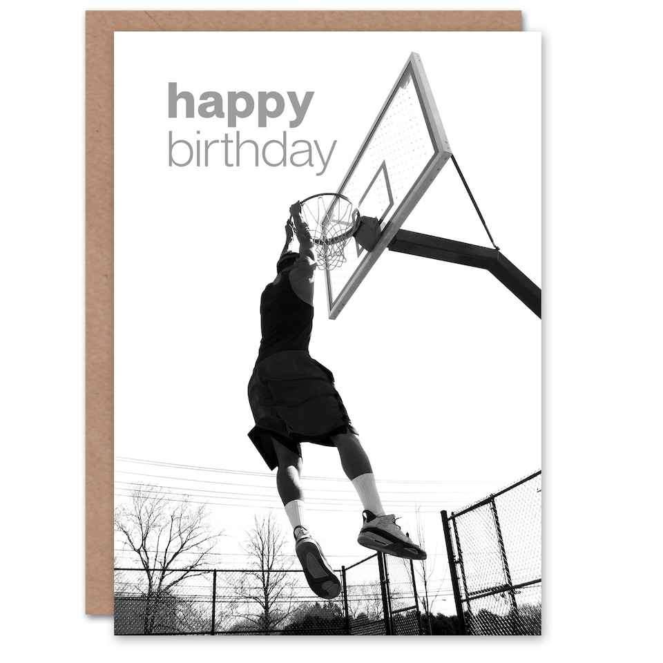 image 1 of Happy Birthday Basketball Hoop Slam Dunk Sport Birthday Card