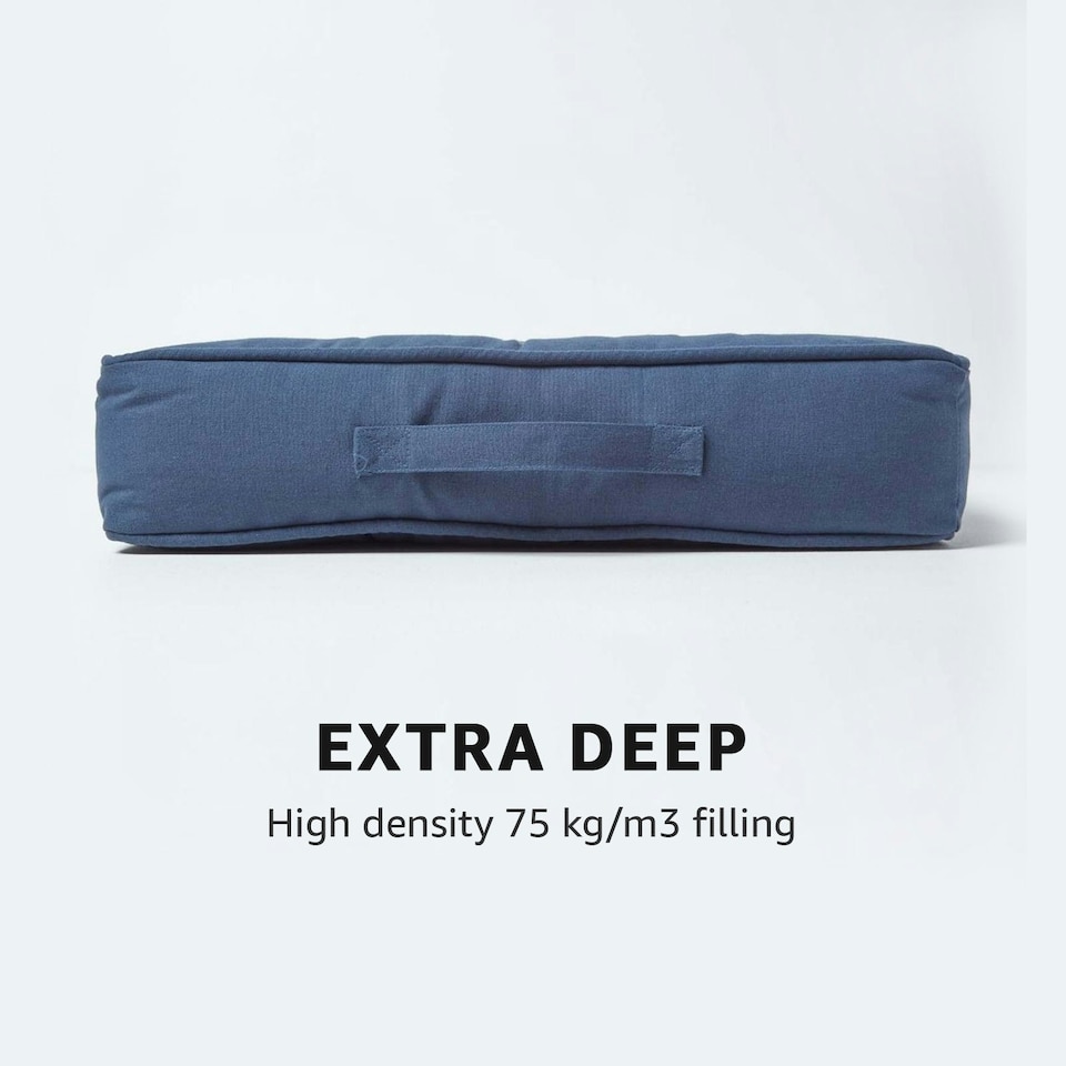 image 1 of Homescapes Navy Blue Cotton Armchair Booster Cushion Blue