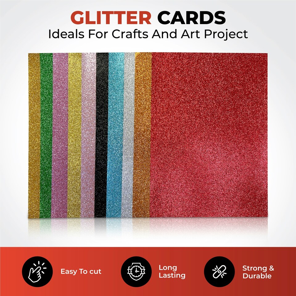 image 1 of Pack of 10 A4 Coloured Glitter Card 230gsm Sheets Yellow | Yellow | A4