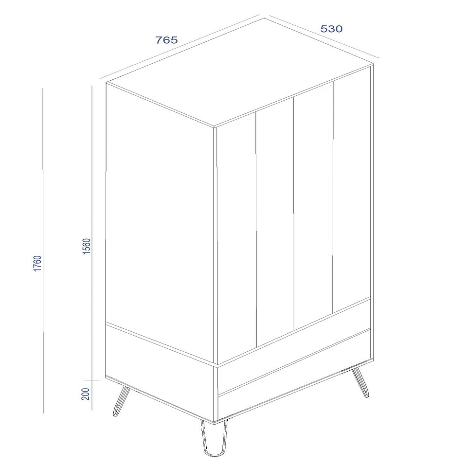 image 1 of Core Products Augusta Industrial White 2 Door, 2 Drawer Wardrobe H176.0cm x W76.5cm x D53.0cm White