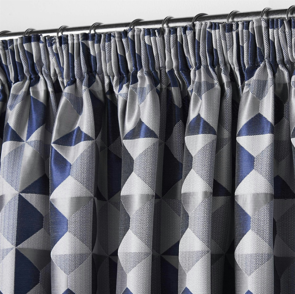 image 1 of Skandi Pencil Pleat Curtains - Navy - 167 cm x 229 cm