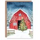 image 1 of Barn Decorated Tree Winter Landscape Blank For Him Or Her Art Xmas Festive Christmas Card