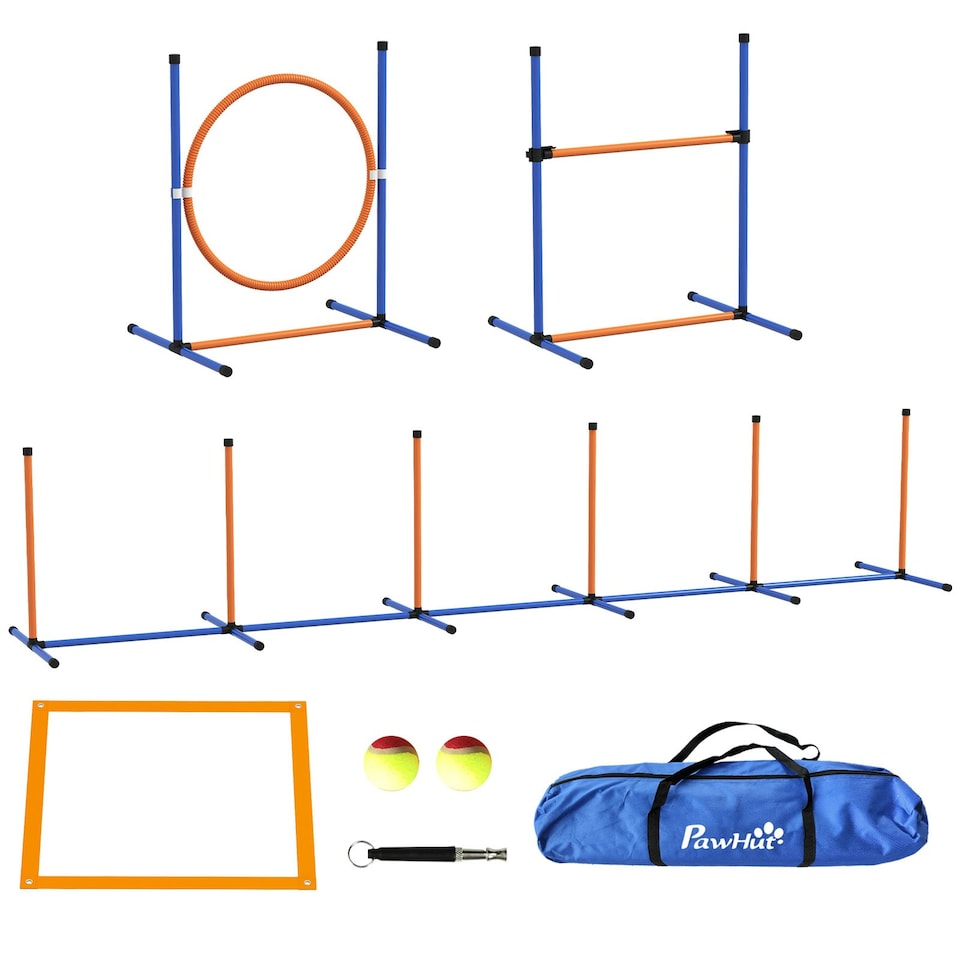 image 1 of PawHut 4 Pcs Dog Agility Training Equipment, Dog Outdoor Games w/ Carry Bag