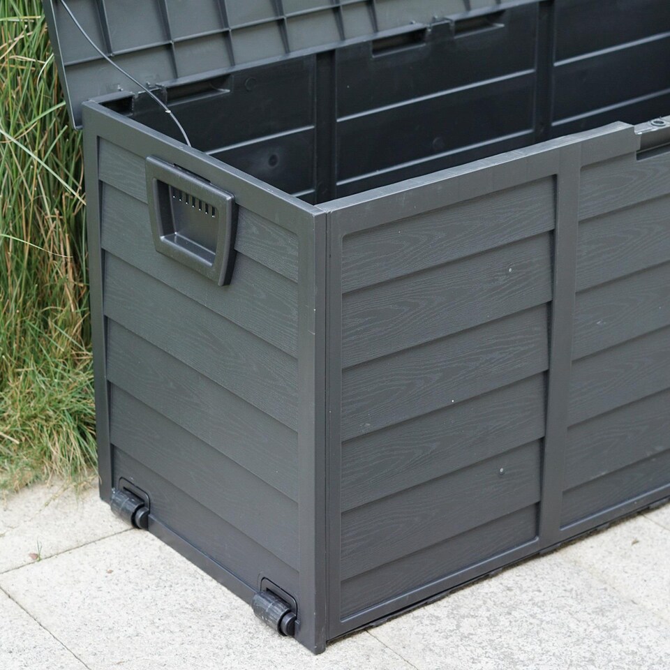 image 1 of Gr8 Garden Black 300L Plastic Storage Box Garden Outdoor Shed Utility Cushion Chest Truck