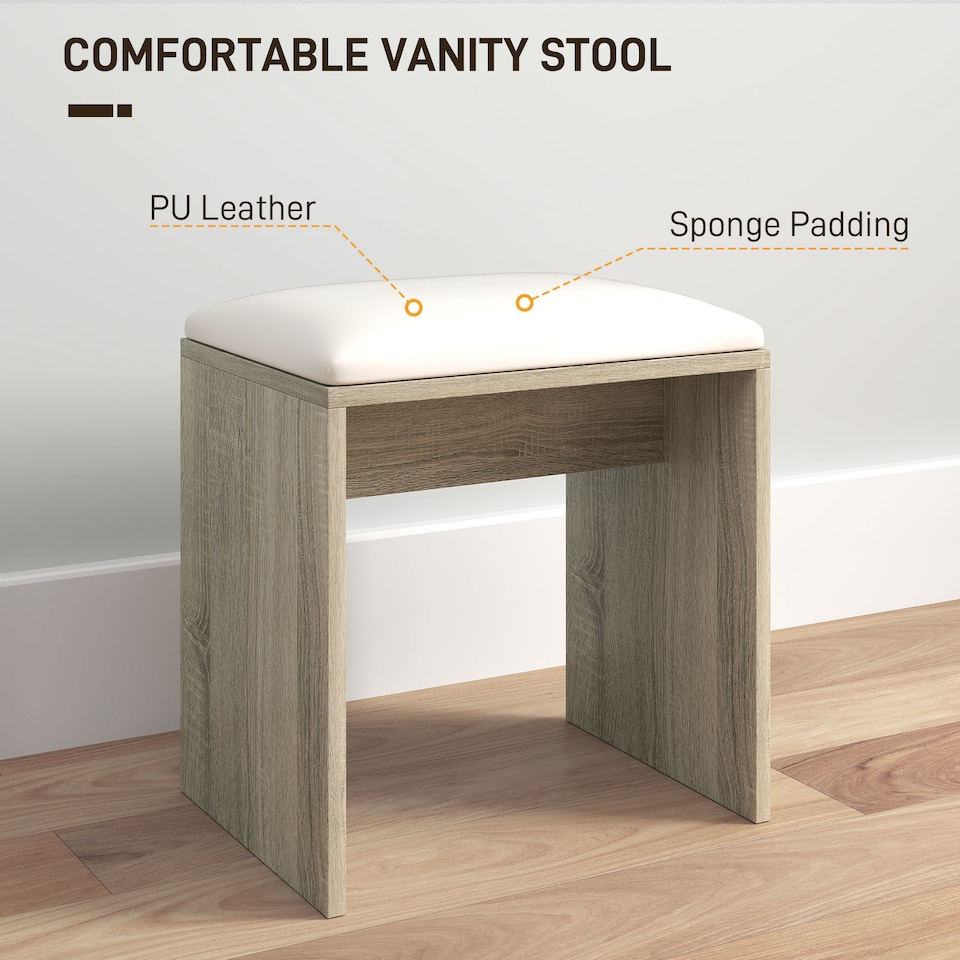image 1 of HOMCOM Dressing Table with Mirror and Stool, Makeup Desk for Bedroom