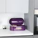 image 2 of CALITEK Retro Bread Bin Round Top Kitchen Counter Coated Carbon Steel Purple