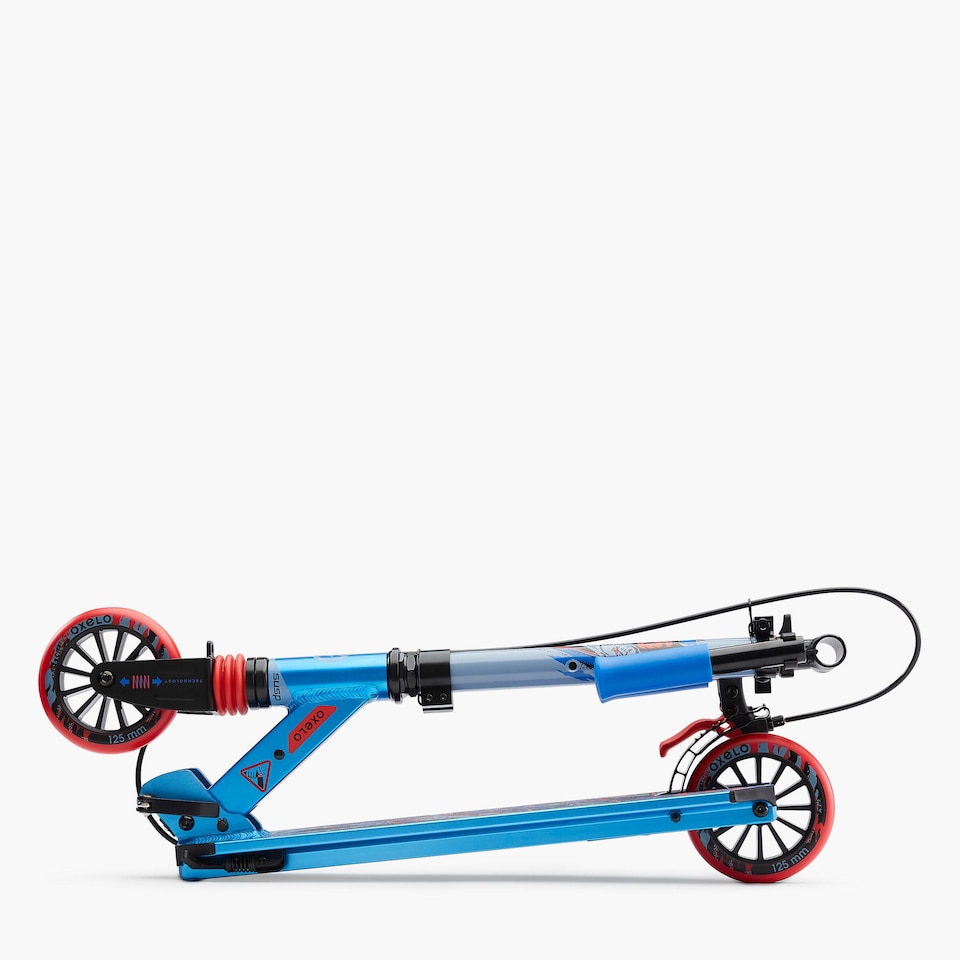 image 1 of Decathlon Kids' Scooter With Handlebar Brake and Suspension Mid 5 - Blue Graphics