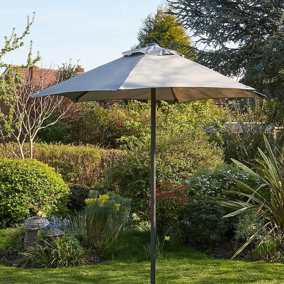 image 1 of Garden Parasol 2 Metre Patio Shade Sun Umbrella Rust Proof Aluminium Pole | Grey